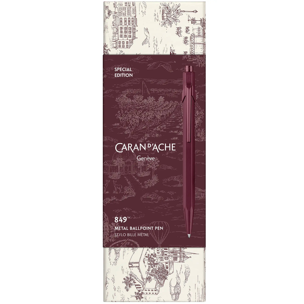 Caran d'Ache 849 Toile de Jouy bordeaux speciale editie