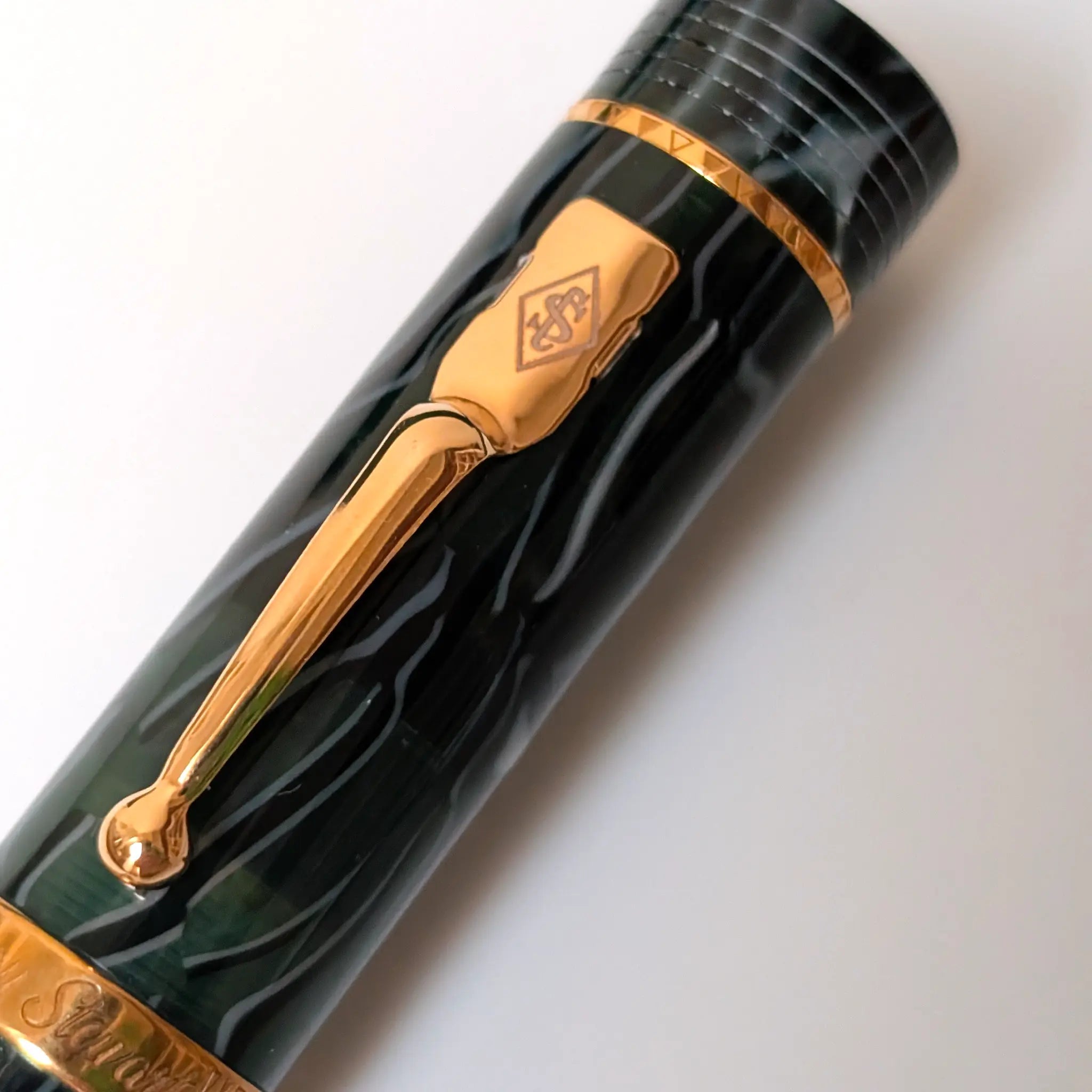 Conway Stewart Oversized Churchill green lagoon fountain pen - PL - Fontoplumo