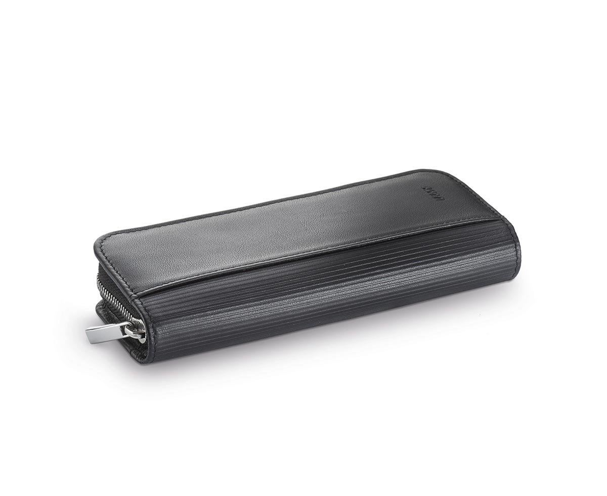 LAMY pen case for 2 pens folding case black leather with zipper A403 - Fontoplumo