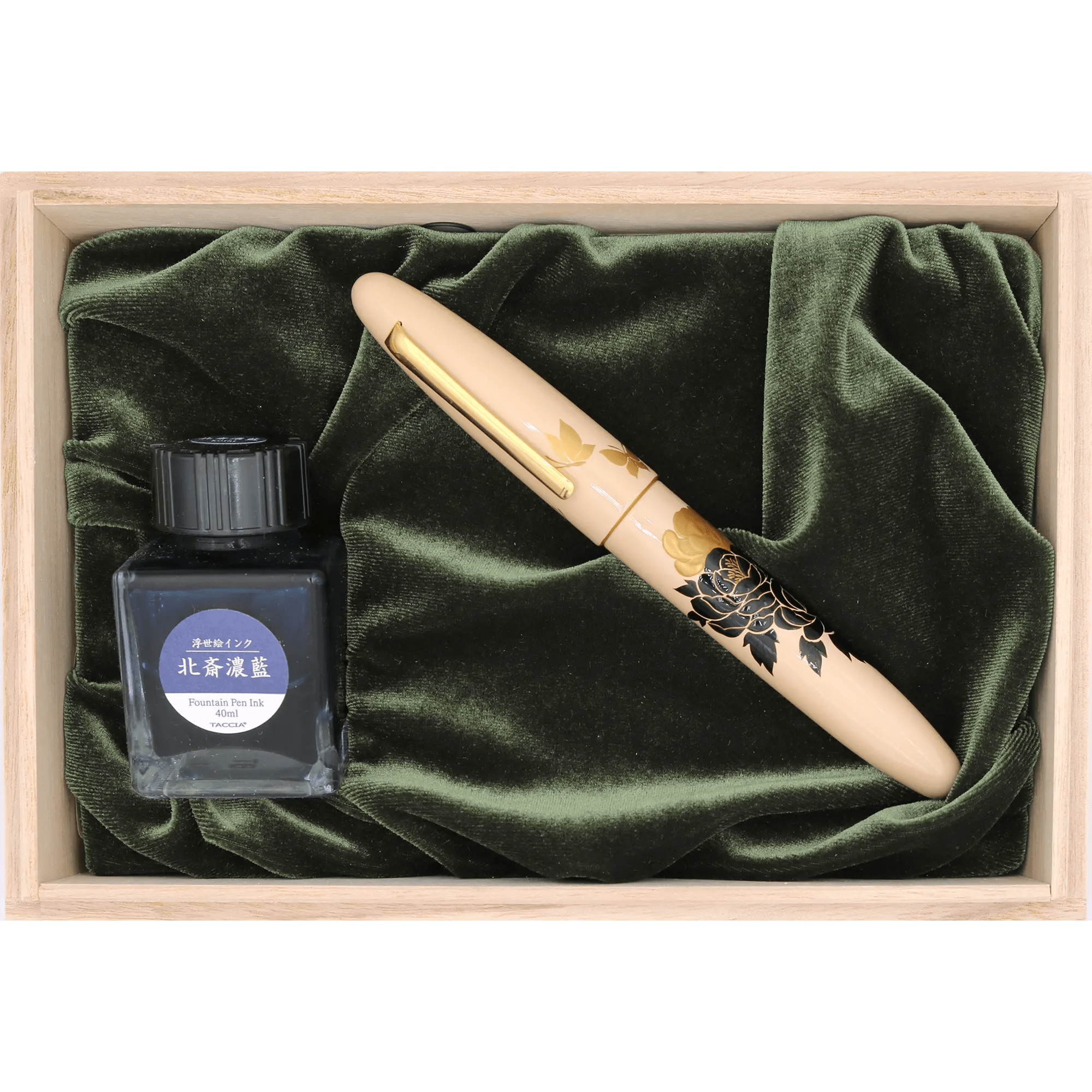 Taccia Shadow Picture Peony and Butterfly fountain pen - Fontoplumo