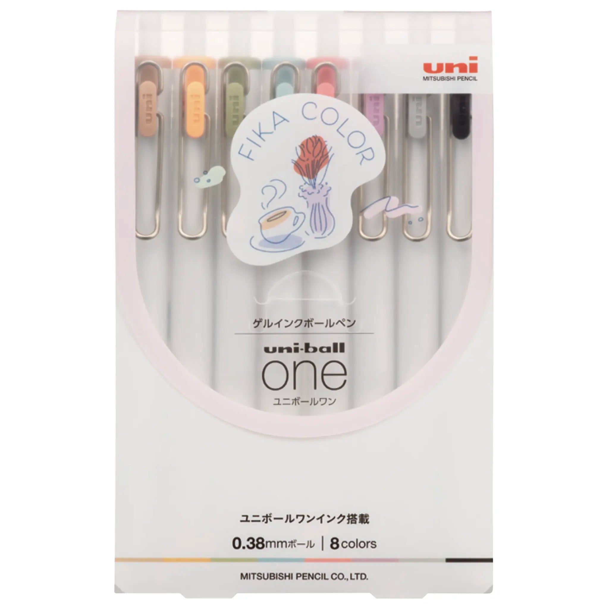 Uni - ball One Gel Pen 0.38mm 8 Color Set Fika - Fontoplumo