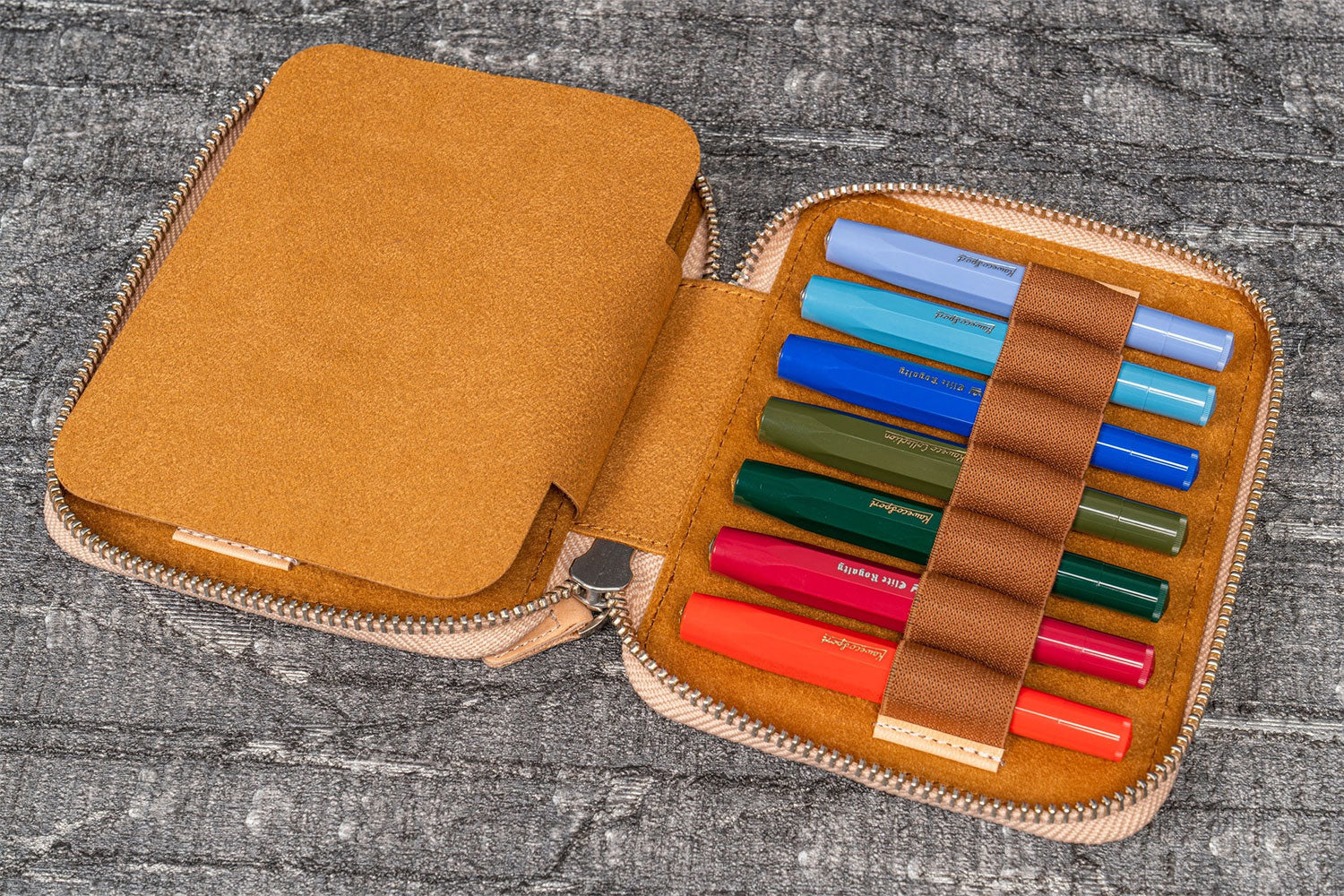 Galen Leather Collector Pen Case for 14 Kaweco Pens - Undyed