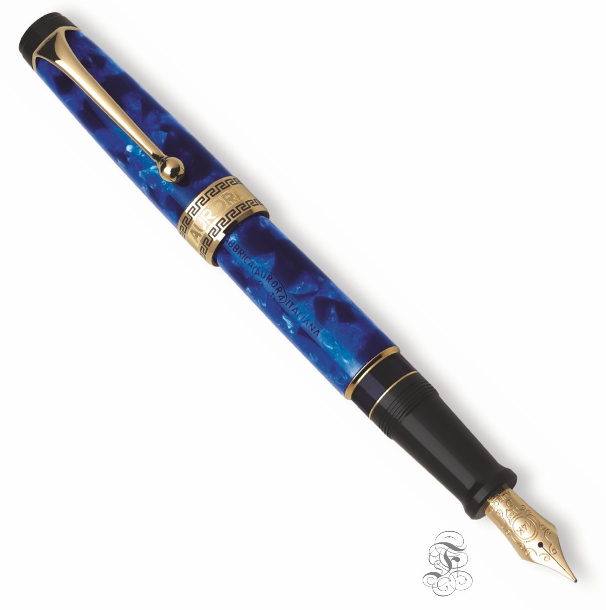 Aurora Optima blauw met goud trim vulpen
