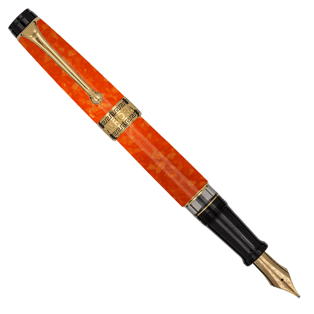 Aurora Optima orange, gold trim fountain pen - Fontoplumo