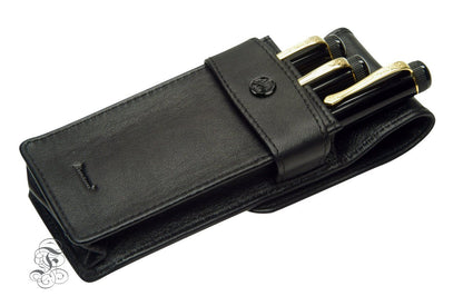 Kaweco penpouch black with flap for 3 pens long - Fontoplumo