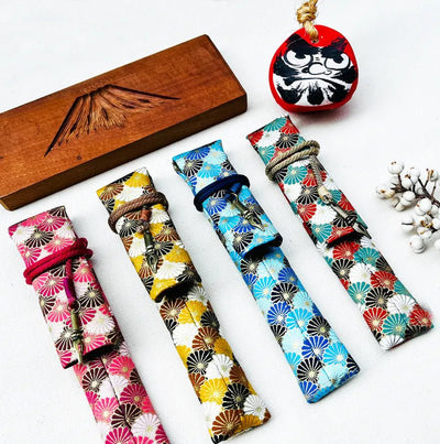 Kyokuhaku Japanese kiku pattern Pen Sleeve - Fontoplumo