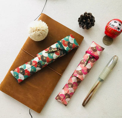 Kyokuhaku Japanese kiku pattern Pen Sleeve - Fontoplumo