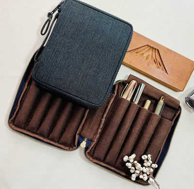 Kyokuhaku pen case for 10 pens Denim - Fontoplumo