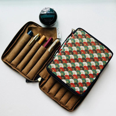 Kyokuhaku pen case for 10 pens Seigaiha - Fontoplumo