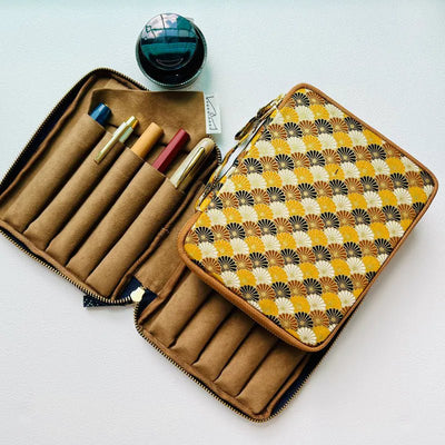 Kyokuhaku pen case for 10 pens Seigaiha - Fontoplumo