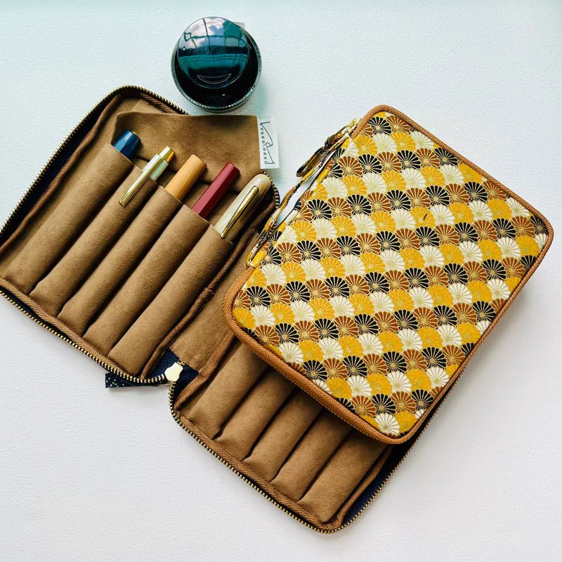 Kyokuhaku pen case for 10 pens Seigaiha - Fontoplumo