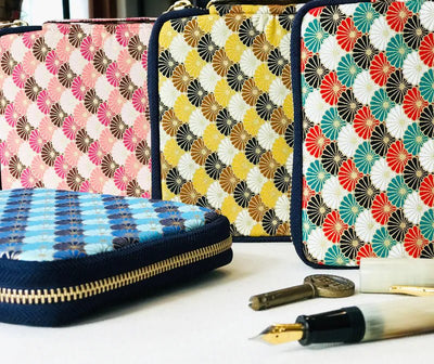 Kyokuhaku pen case for 10 pens Seigaiha - Fontoplumo