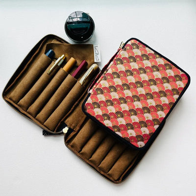 Kyokuhaku pen case for 10 pens Seigaiha - Fontoplumo