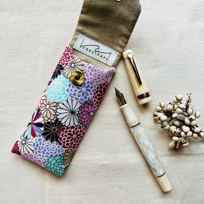 Kyokuhaku Pen Pouch flap case for 2 pens Dahlia - Fontoplumo