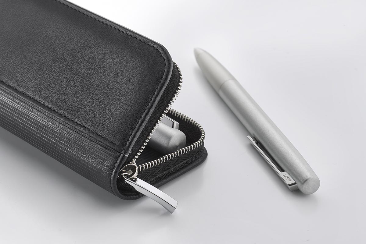 LAMY pen case for 2 pens folding case black leather with zipper A403 - Fontoplumo