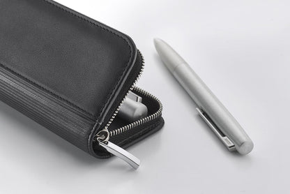 LAMY pen case for 2 pens folding case black leather with zipper A403 - Fontoplumo