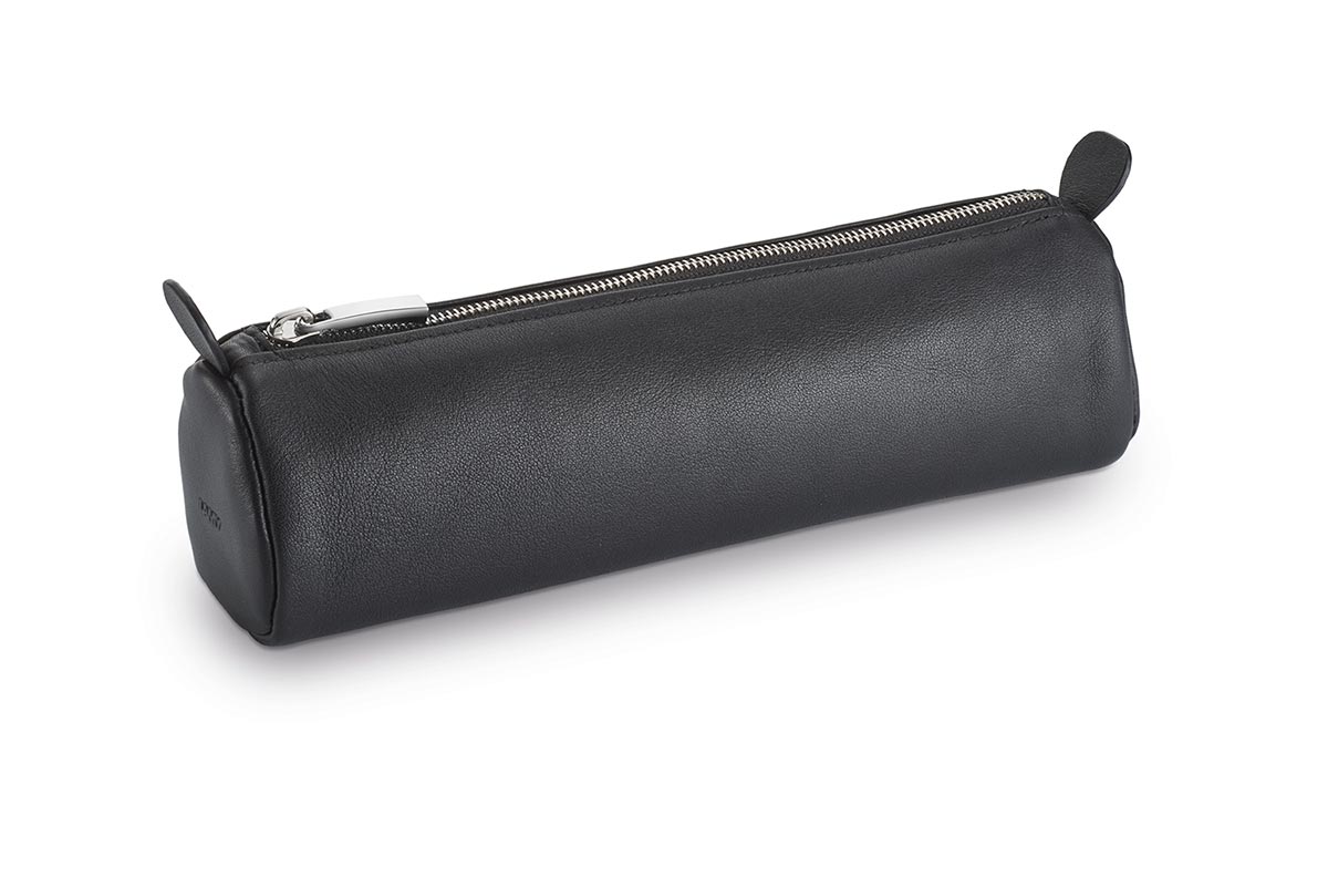 LAMY pencil case round black leather with zipper A404 - Fontoplumo