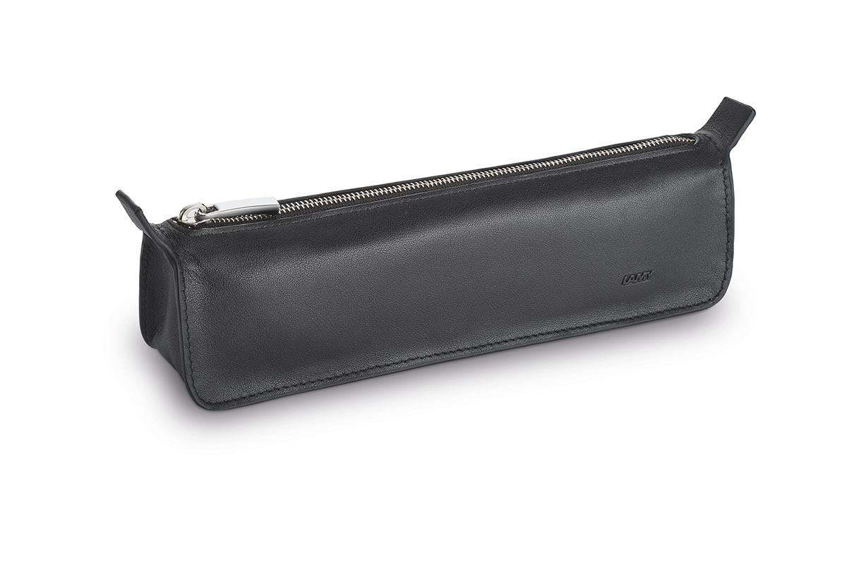 LAMY pencil case triangular black leather with zipper A405 - Fontoplumo