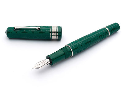 Leonardo Momento Zero Grande Art Deco Green and silver fountain pen - Fontoplumo