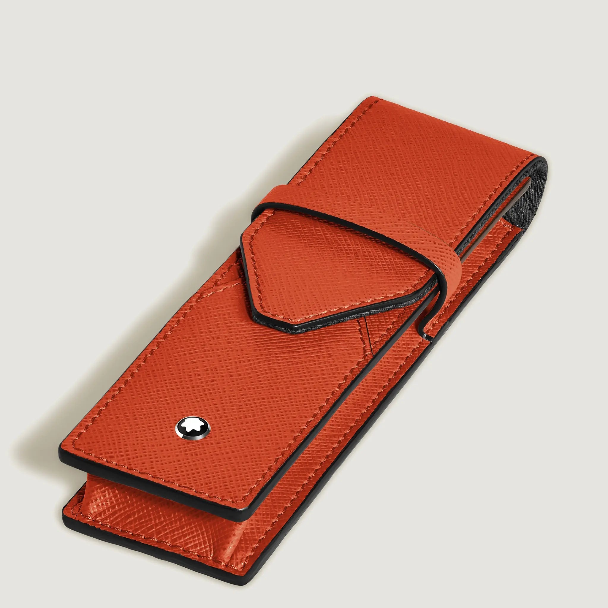 Montblanc Sartorial pen pouch 2 pen tangerine color leather - Fontoplumo
