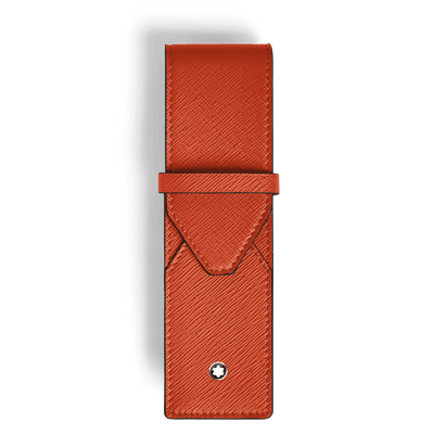 Montblanc Sartorial pen pouch 2 pen tangerine color leather - Fontoplumo