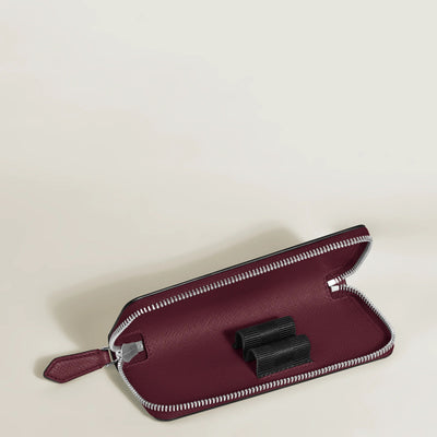 Montblanc Sartorial pen pouch 2 pens cassis leather with zipper - Fontoplumo
