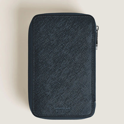 Montblanc Sartorial pen pouch 8 pens tweed blue leather - Fontoplumo