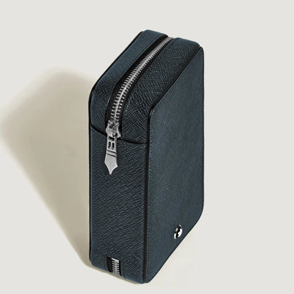 Montblanc Sartorial pen pouch 8 pens tweed blue leather - Fontoplumo