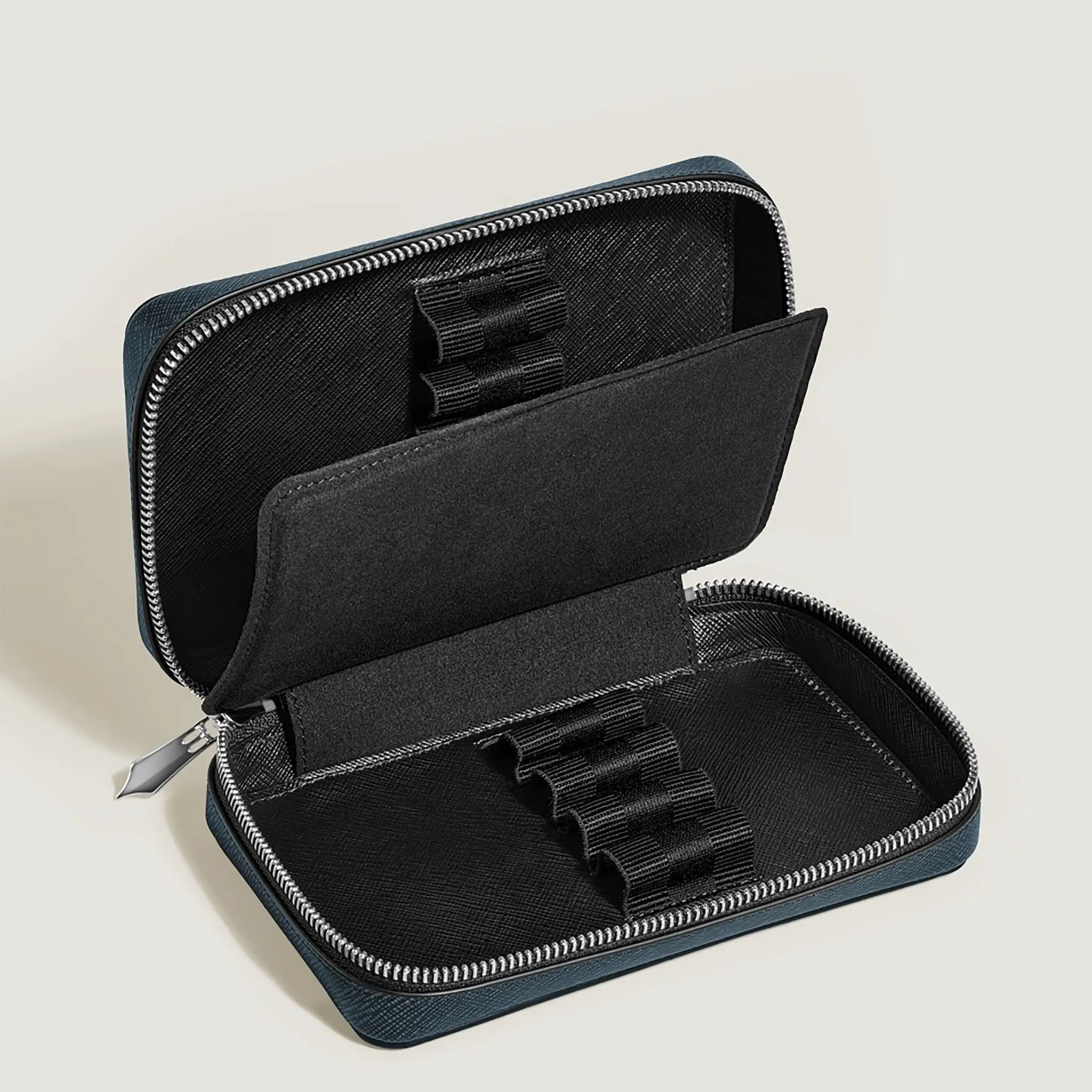 Montblanc Sartorial pen pouch 8 pens tweed blue leather - Fontoplumo