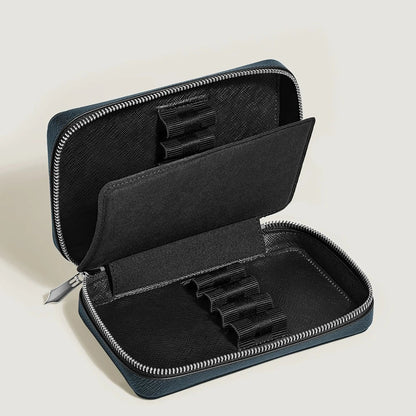 Montblanc Sartorial pen pouch 8 pens tweed blue leather - Fontoplumo