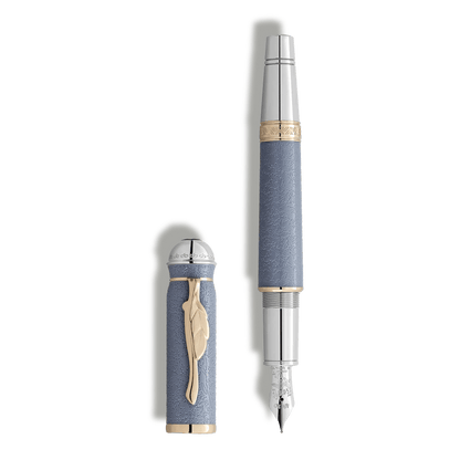 Montblanc Writers Edition 2025 Johann Wolfgang von Goethe fountain pen in greyish blue resin and silver and gold trim
