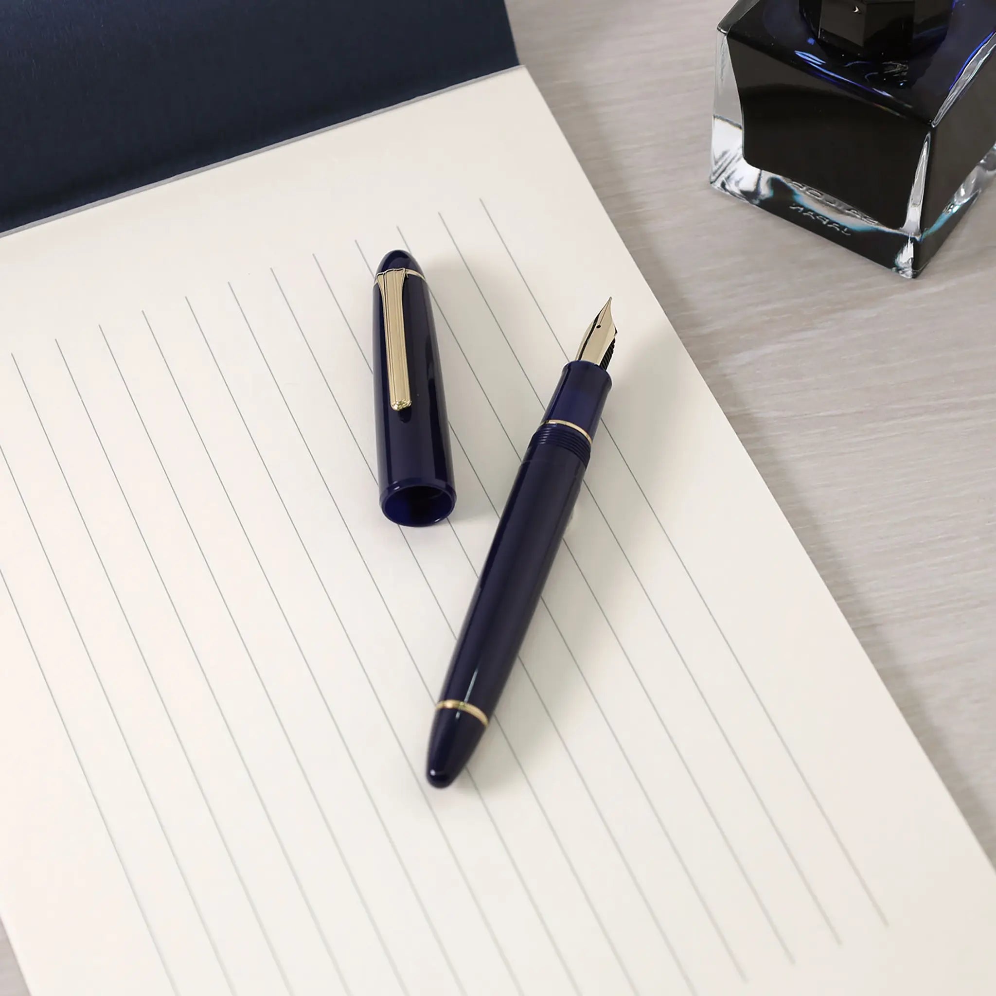 Sailor 1911 Casual L muted blue gold trim fountain pen - Fontoplumo