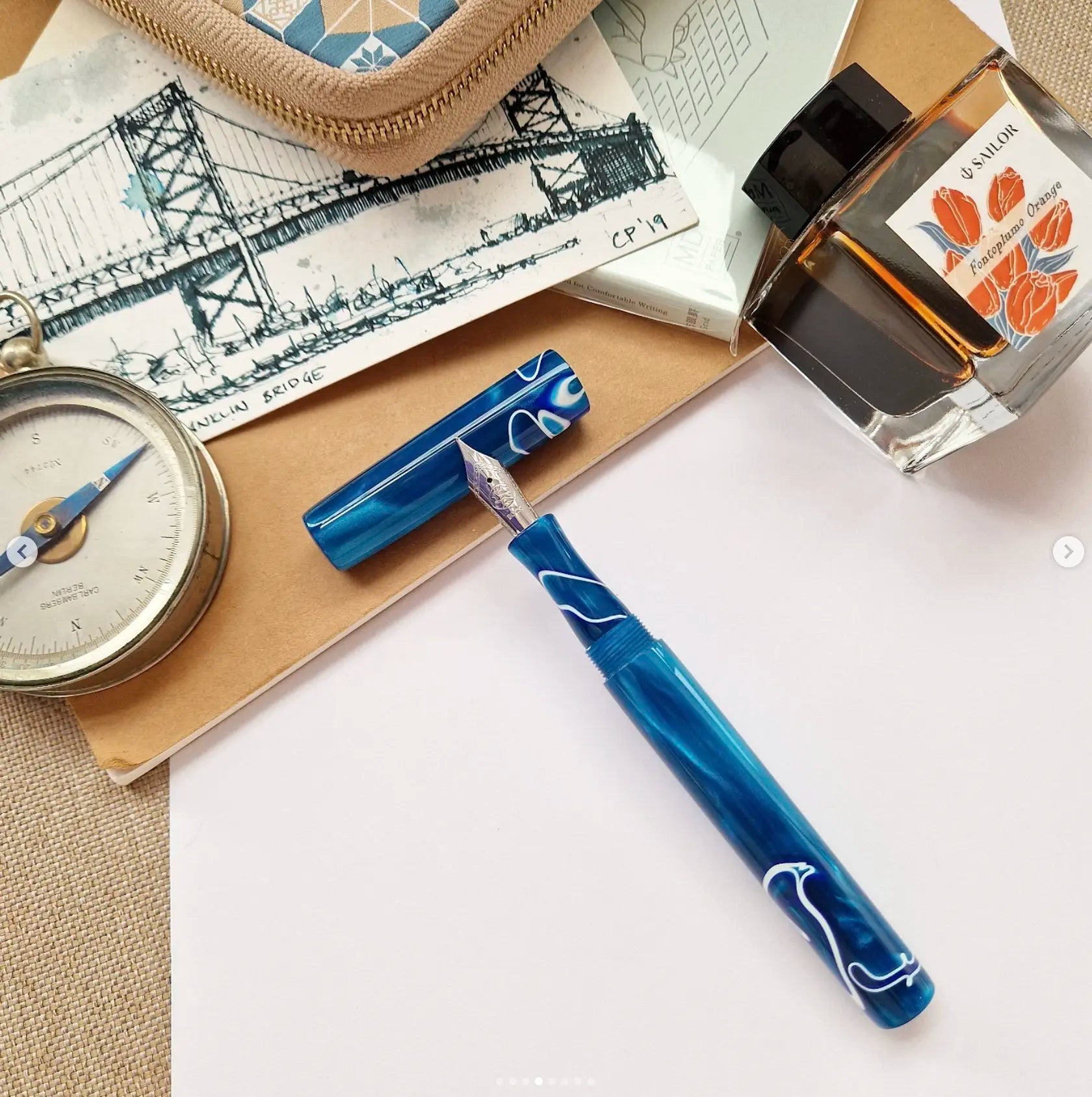 Scribe Flat top, Omas L'Aqua Di Bologna resin fountain pen - PL - Fontoplumo