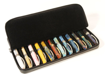 Visconti pen case for 12 pens, black leather - Fontoplumo