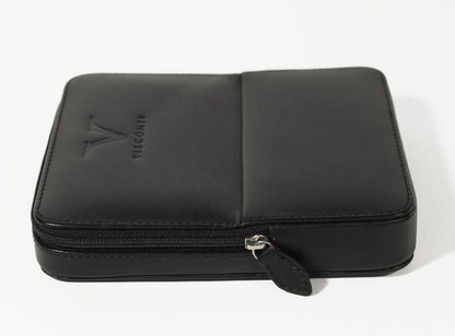 Visconti pen case for 6 pens, black leather - Fontoplumo