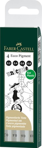 Faber Castell 4x Fibre-tip pen Ecco Pigment 0.2-0.4-0.6-0.8 mm black