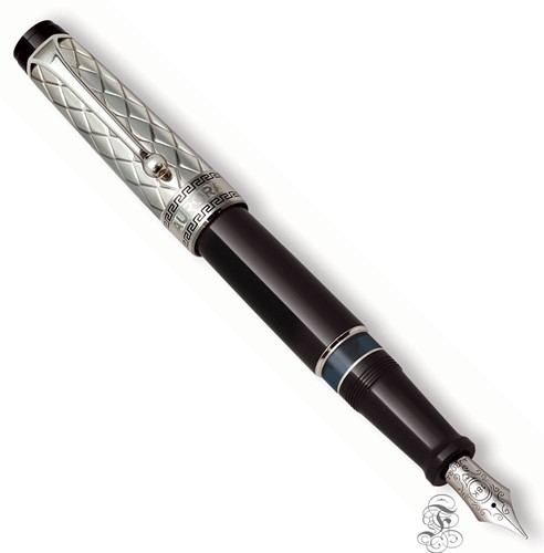 Aurora Optima Riflessi black with silver cap fountain pen
