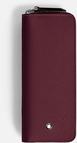 Montblanc Sartorial pen pouch 2 pens cassis leather with zipper